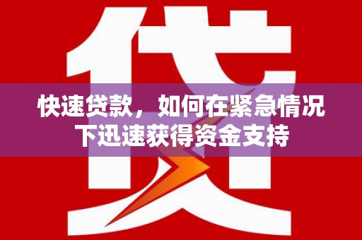 安次快速贷款，如何在紧急情况下迅速获得资金支持